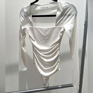 Ruched white body suit